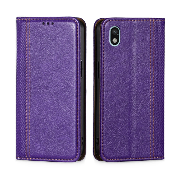 For Sony Xperia Ace III Grid Texture Magnetic Flip Leather Phone Case