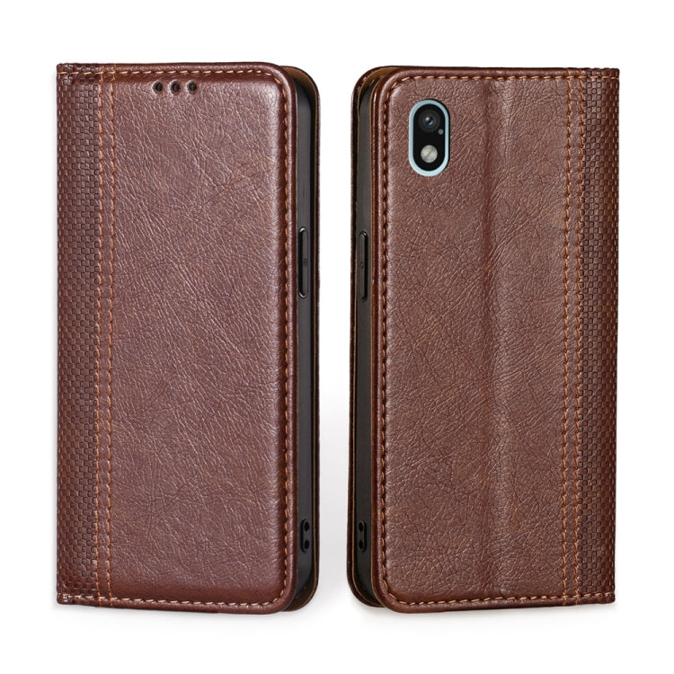 For Sony Xperia Ace III Grid Texture Magnetic Flip Leather Phone Case