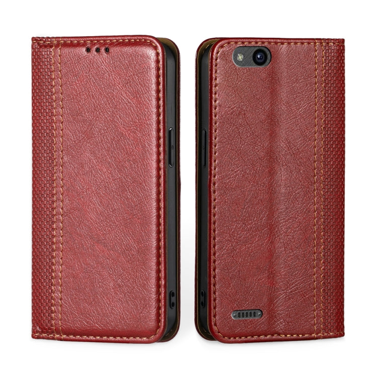 For ZTE Tempo X / Vantage Z839 / N9137 Grid Texture Magnetic Flip Leather Phone Case