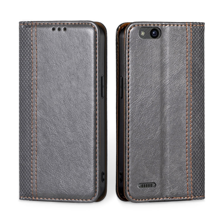For ZTE Tempo X / Vantage Z839 / N9137 Grid Texture Magnetic Flip Leather Phone Case