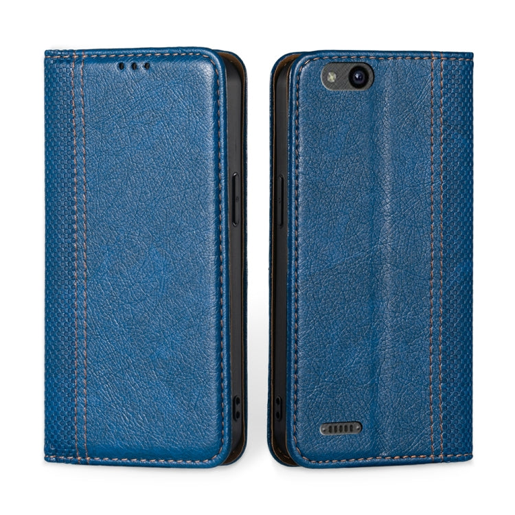 For ZTE Tempo X / Vantage Z839 / N9137 Grid Texture Magnetic Flip Leather Phone Case