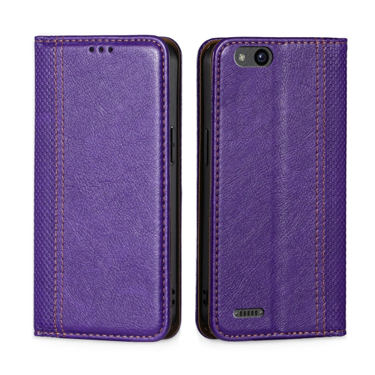 For ZTE Tempo X / Vantage Z839 / N9137 Grid Texture Magnetic Flip Leather Phone Case