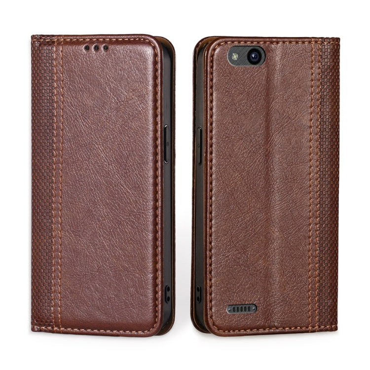For ZTE Tempo X / Vantage Z839 / N9137 Grid Texture Magnetic Flip Leather Phone Case