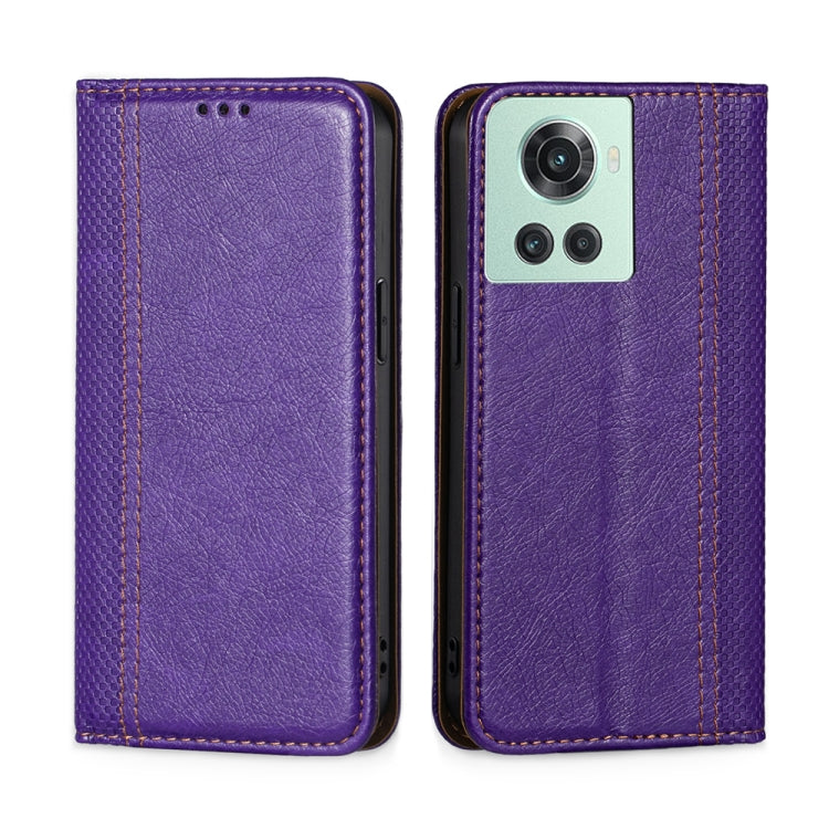 For OnePlus Ace / 10R Grid Texture Magnetic Flip Leather Phone Case