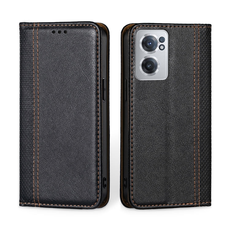 For OnePlus Nord CE 2 5G Grid Texture Magnetic Flip Leather Phone Case