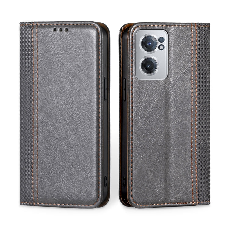 For OnePlus Nord CE 2 5G Grid Texture Magnetic Flip Leather Phone Case
