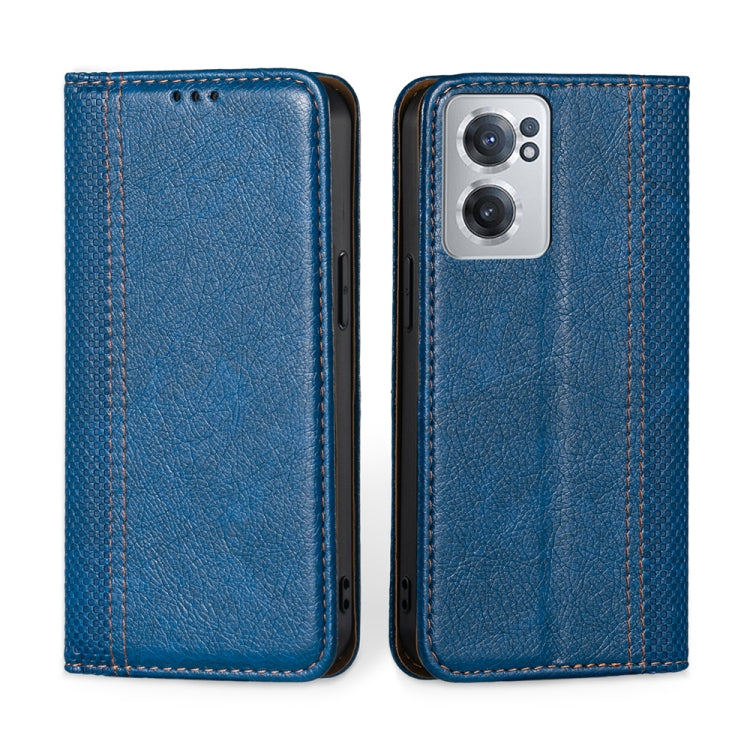 For OnePlus Nord CE 2 5G Grid Texture Magnetic Flip Leather Phone Case