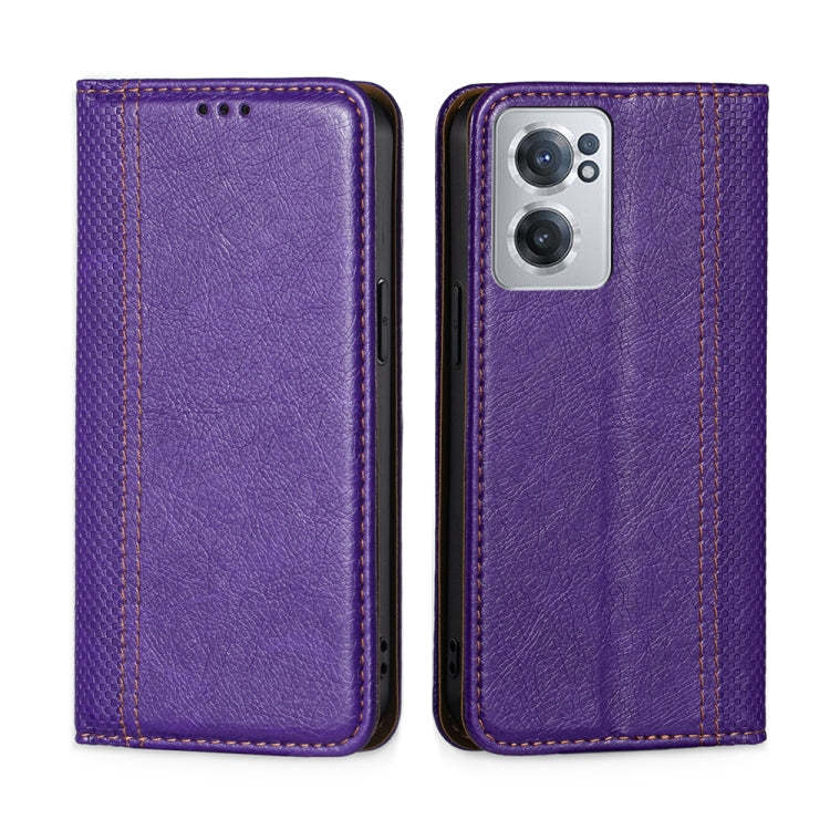 For OnePlus Nord CE 2 5G Grid Texture Magnetic Flip Leather Phone Case
