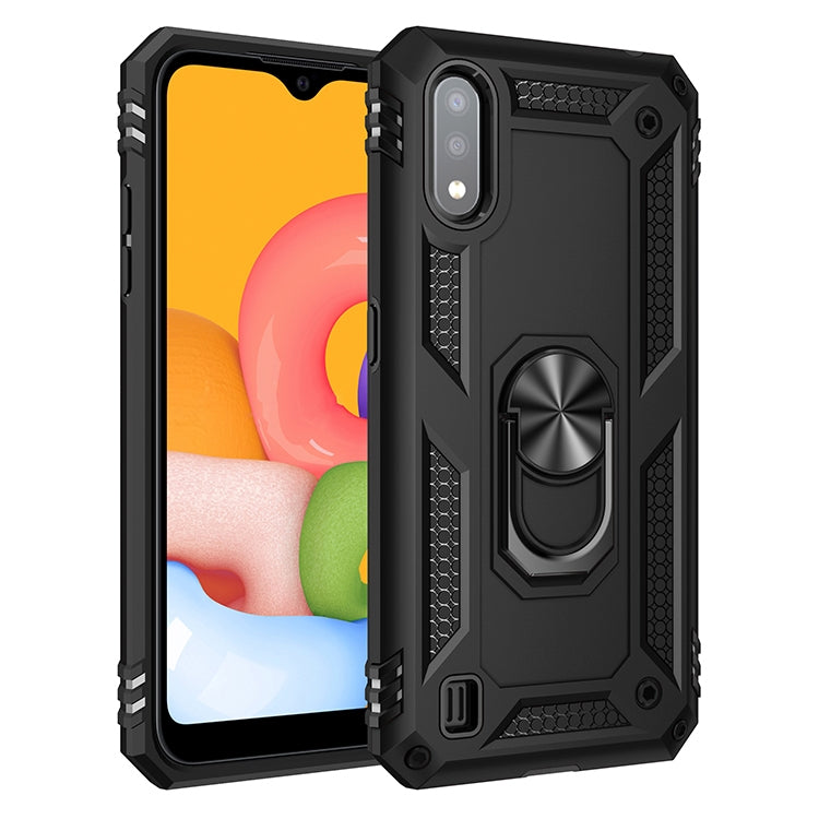 For Galaxy A01 EU Version Shockproof TPU + PC Protective Case with 360 Degree Rotating Holder