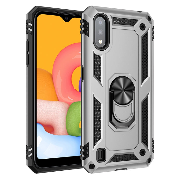 For Galaxy A01 EU Version Shockproof TPU + PC Protective Case with 360 Degree Rotating Holder
