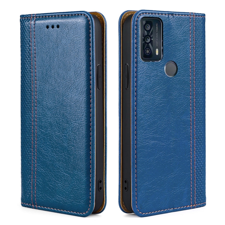 For TCL 20B 6159K Grid Texture Magnetic Flip Leather Phone Case