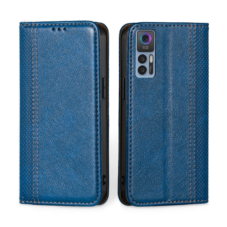 For TCL 30 5G / 30+ 5G Grid Texture Magnetic Flip Leather Phone Case