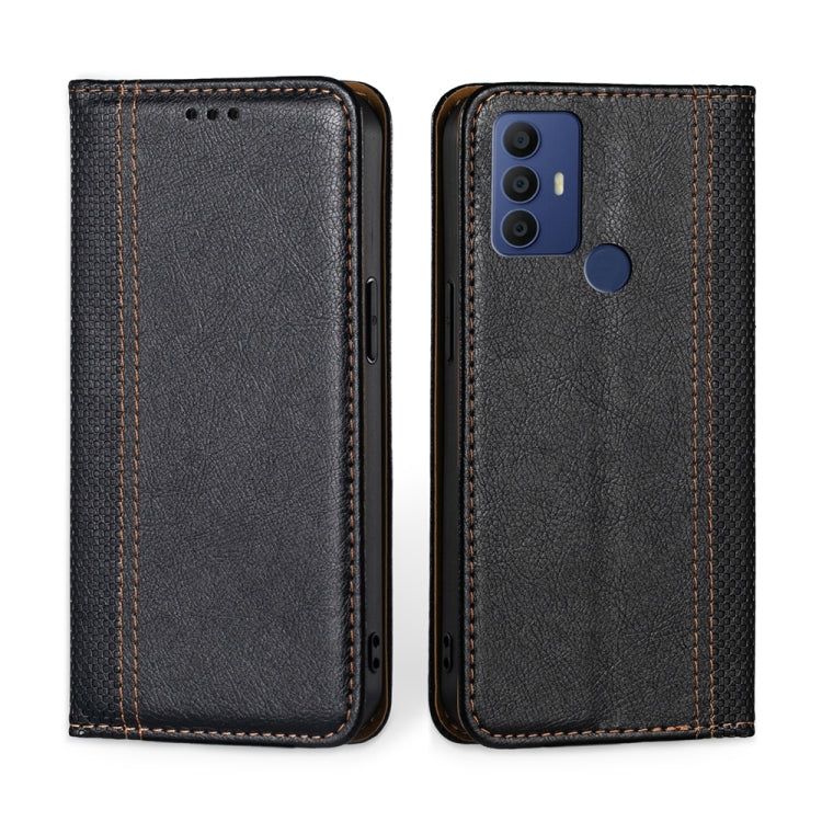 For TCL 30 SE/306/305 & Sharp Aquos V6 Grid Texture Magnetic Flip Leather Phone Case