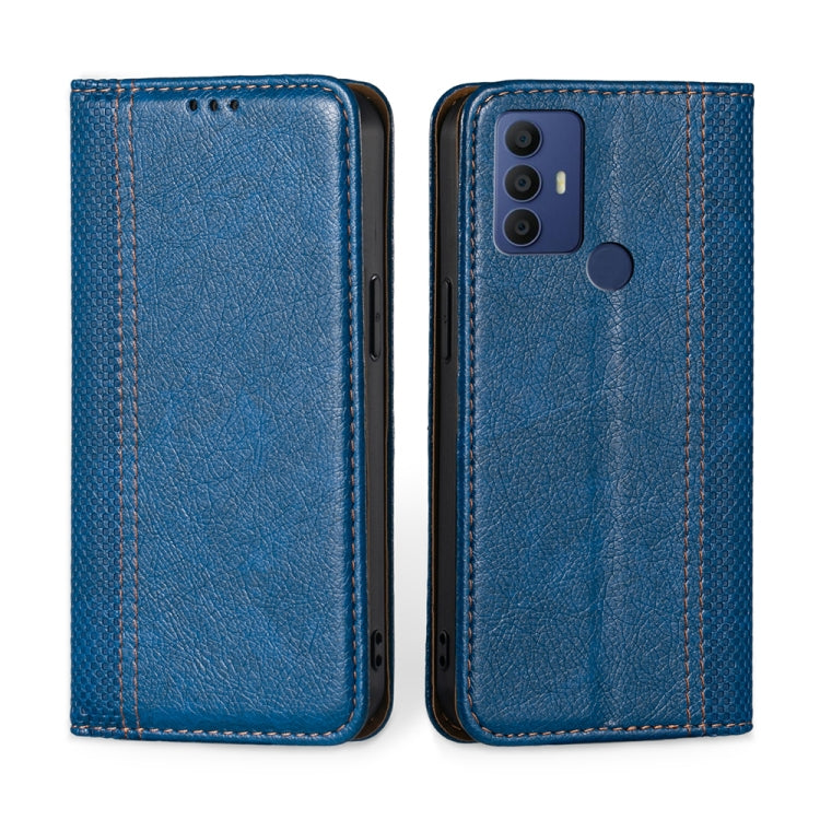 For TCL 30 SE/306/305 & Sharp Aquos V6 Grid Texture Magnetic Flip Leather Phone Case