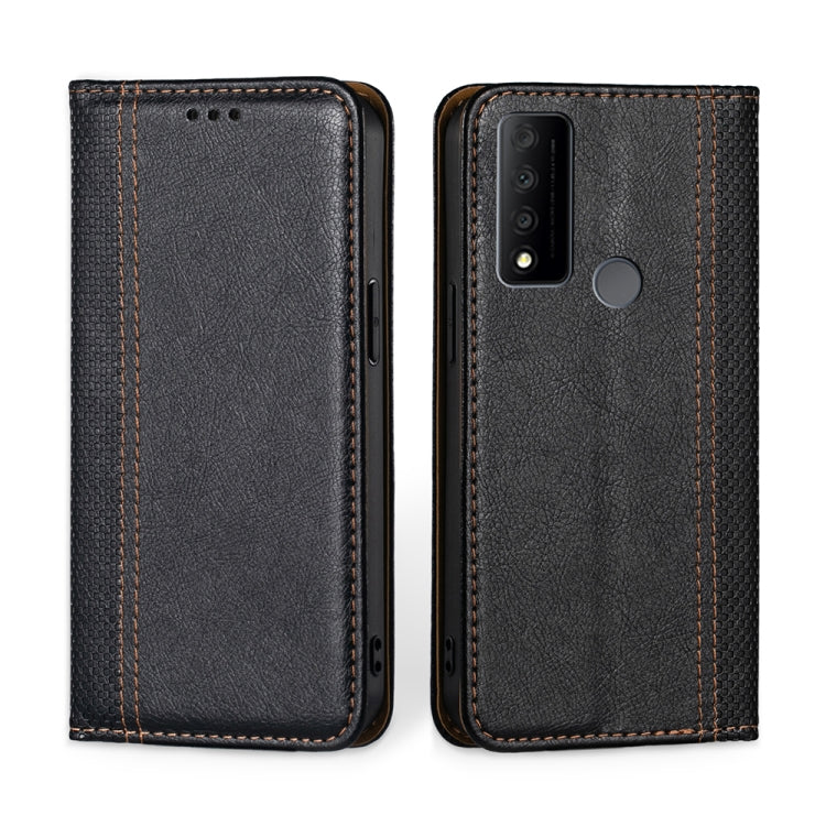 For TCL 30 V 5G T781S Grid Texture Magnetic Flip Leather Phone Case