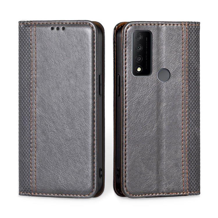 For TCL 30 V 5G T781S Grid Texture Magnetic Flip Leather Phone Case