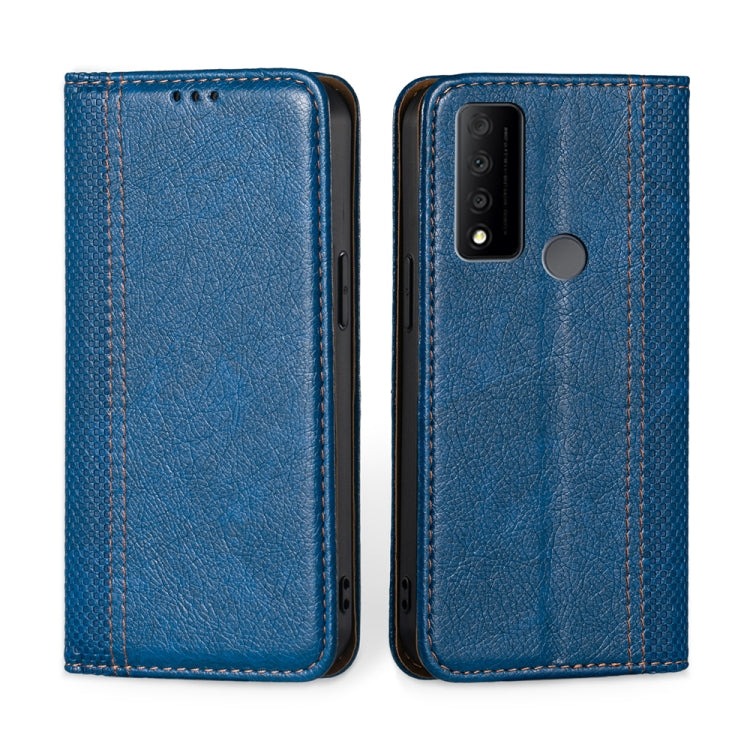 For TCL 30 V 5G T781S Grid Texture Magnetic Flip Leather Phone Case