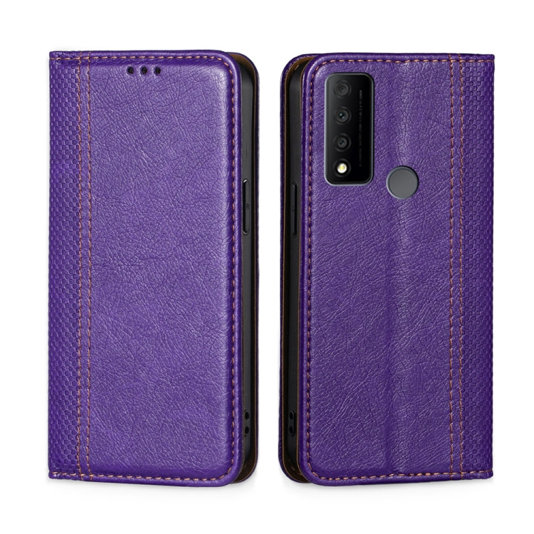 For TCL 30 V 5G T781S Grid Texture Magnetic Flip Leather Phone Case