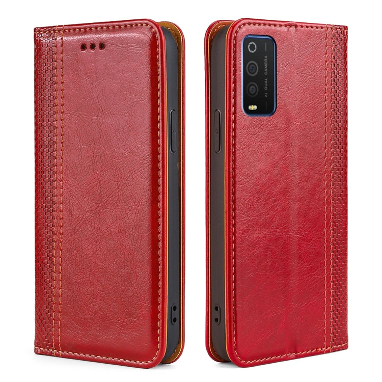 For TCL 205 Grid Texture Magnetic Flip Leather Phone Case