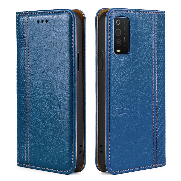 For TCL 205 Grid Texture Magnetic Flip Leather Phone Case