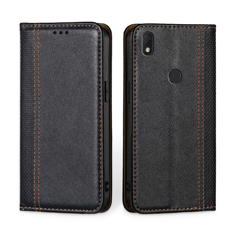 For Alcatel Axel / Lumos Grid Texture Magnetic Flip Leather Phone Case