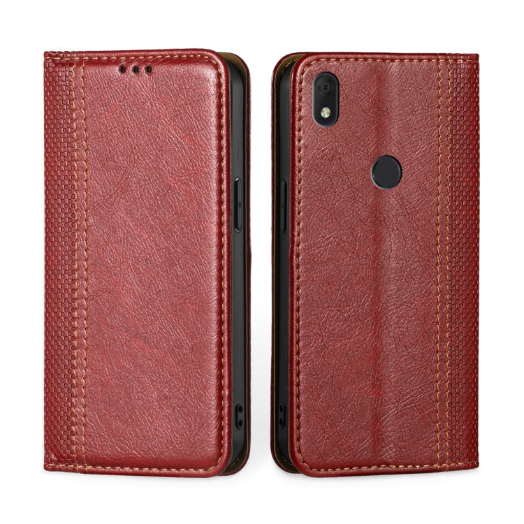 For Alcatel Axel / Lumos Grid Texture Magnetic Flip Leather Phone Case