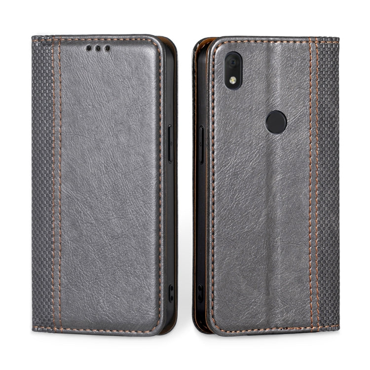 For Alcatel Axel / Lumos Grid Texture Magnetic Flip Leather Phone Case