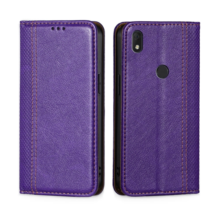 For Alcatel Axel / Lumos Grid Texture Magnetic Flip Leather Phone Case