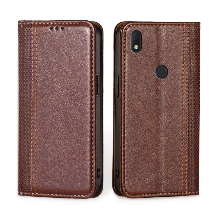 For Alcatel Axel / Lumos Grid Texture Magnetic Flip Leather Phone Case