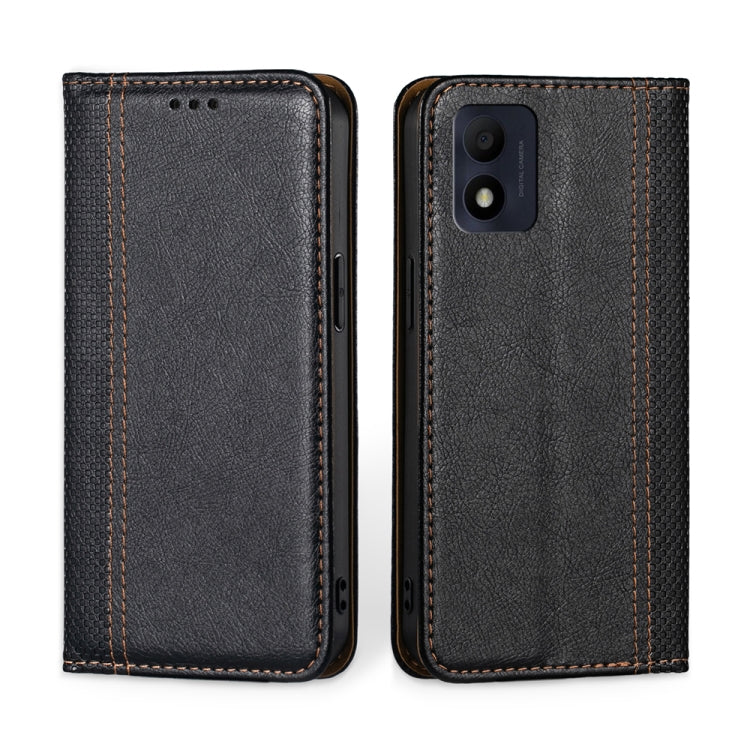 For Alcatel 1B 2022 Grid Texture Magnetic Flip Leather Phone Case