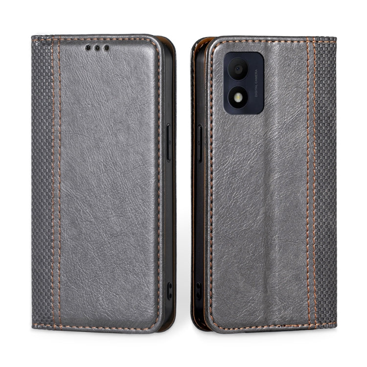 For Alcatel 1B 2022 Grid Texture Magnetic Flip Leather Phone Case