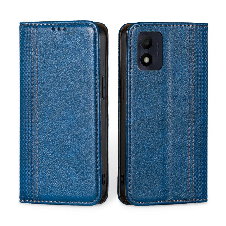 For Alcatel 1B 2022 Grid Texture Magnetic Flip Leather Phone Case