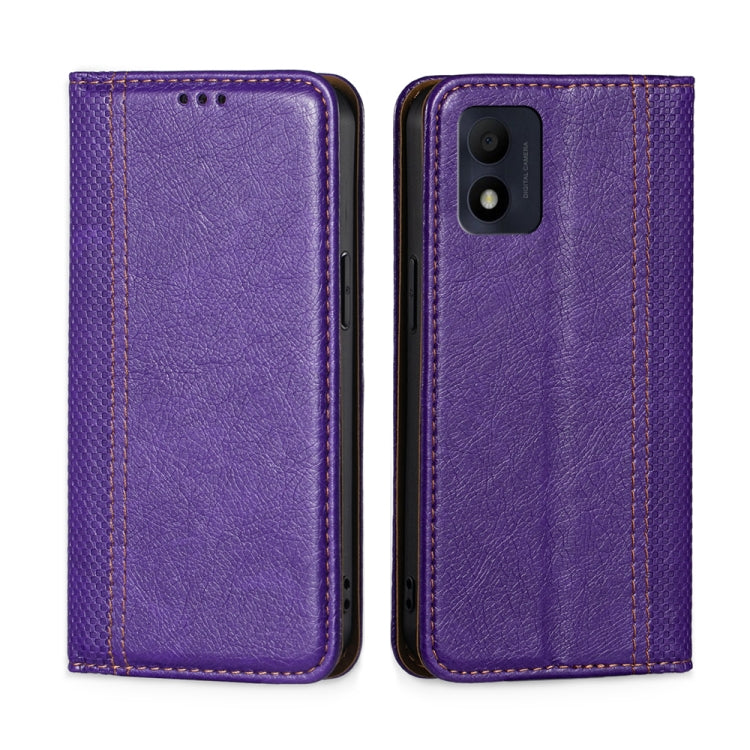 For Alcatel 1B 2022 Grid Texture Magnetic Flip Leather Phone Case