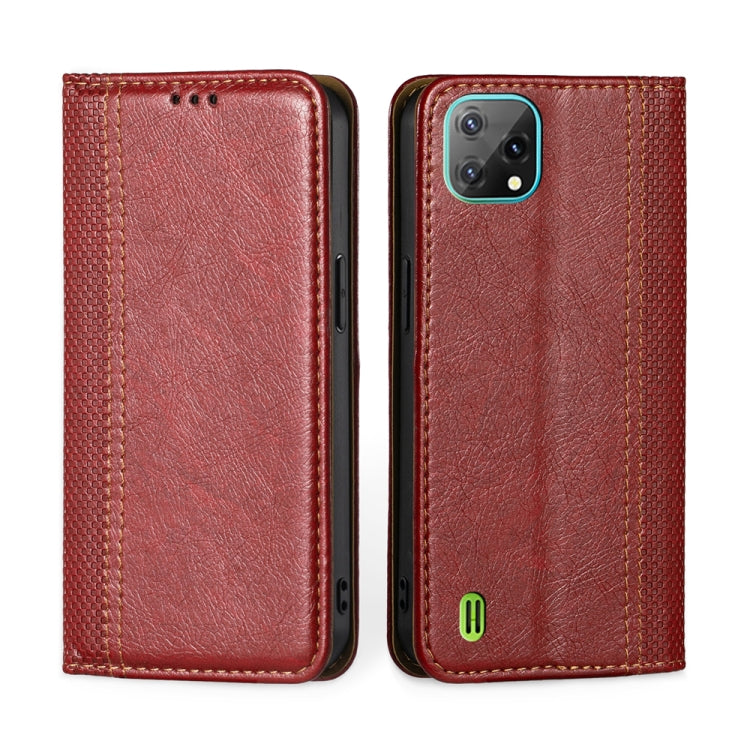 For Blackview A55 Grid Texture Magnetic Flip Leather Phone Case