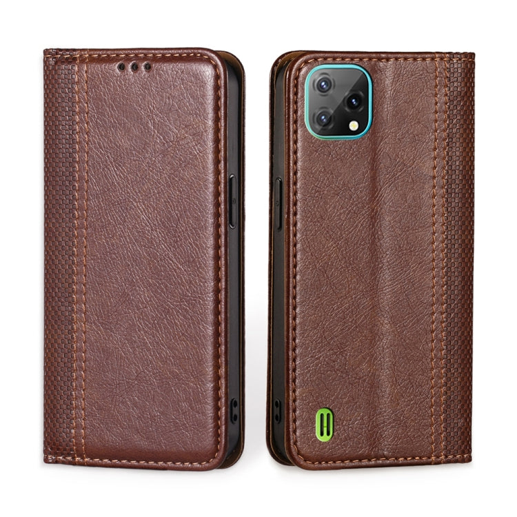 For Blackview A55 Grid Texture Magnetic Flip Leather Phone Case