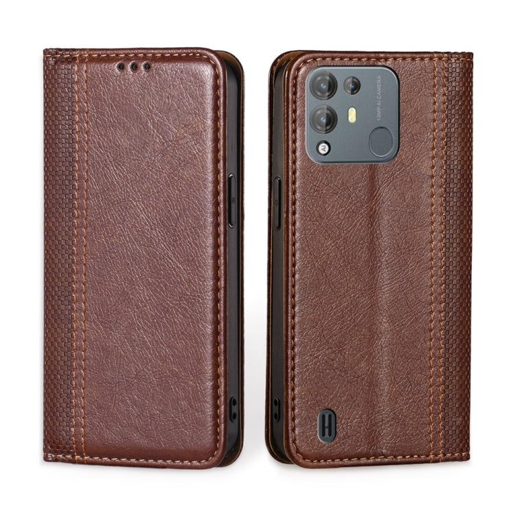 For Blackview A55 Pro Grid Texture Magnetic Flip Leather Phone Case
