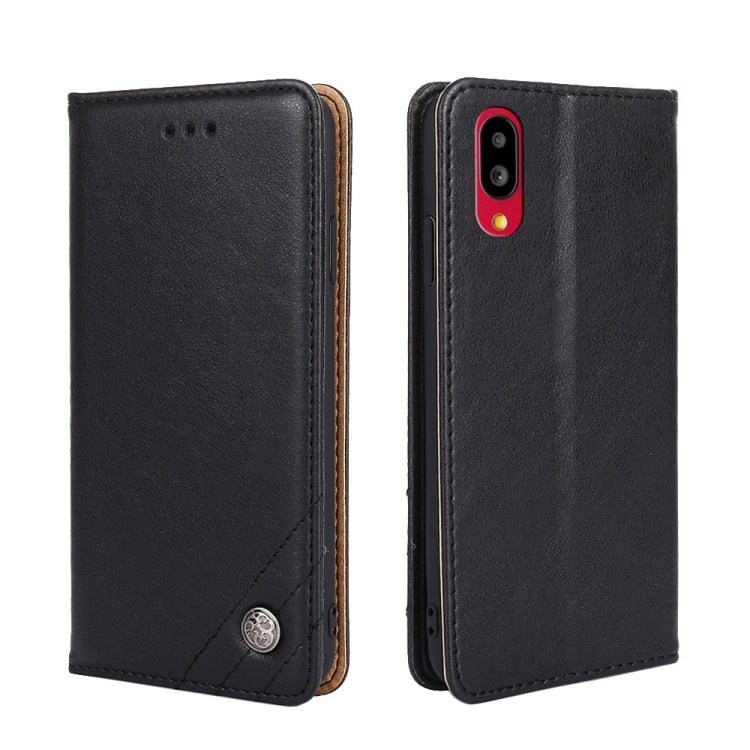 For Sharp Simple Sumaho 6 Non-Magnetic Retro Texture Leather Phone Case