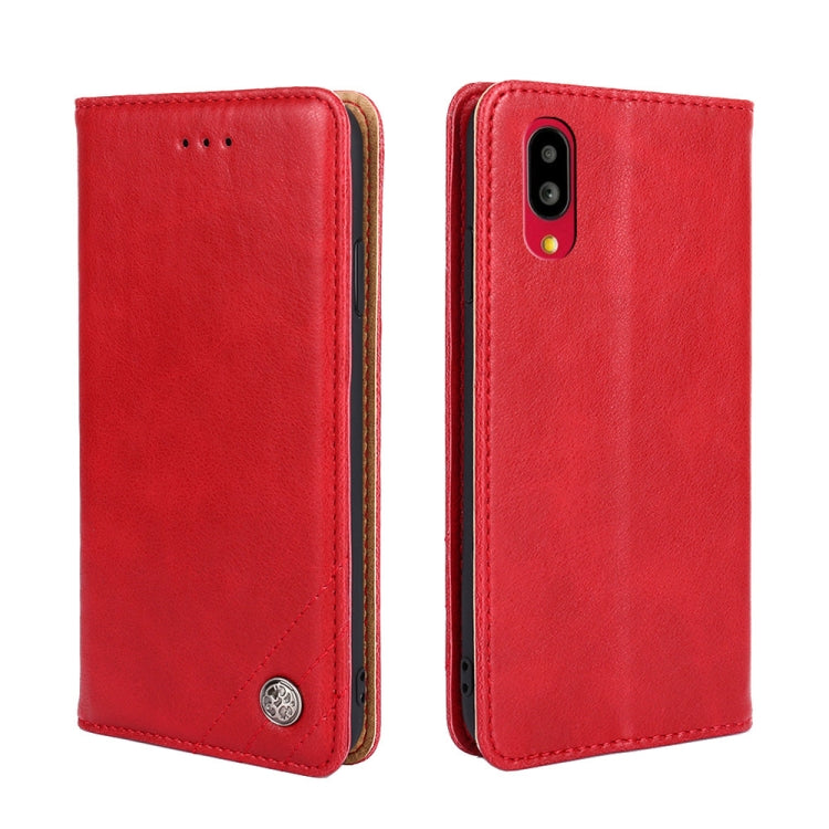 For Sharp Simple Sumaho 6 Non-Magnetic Retro Texture Leather Phone Case
