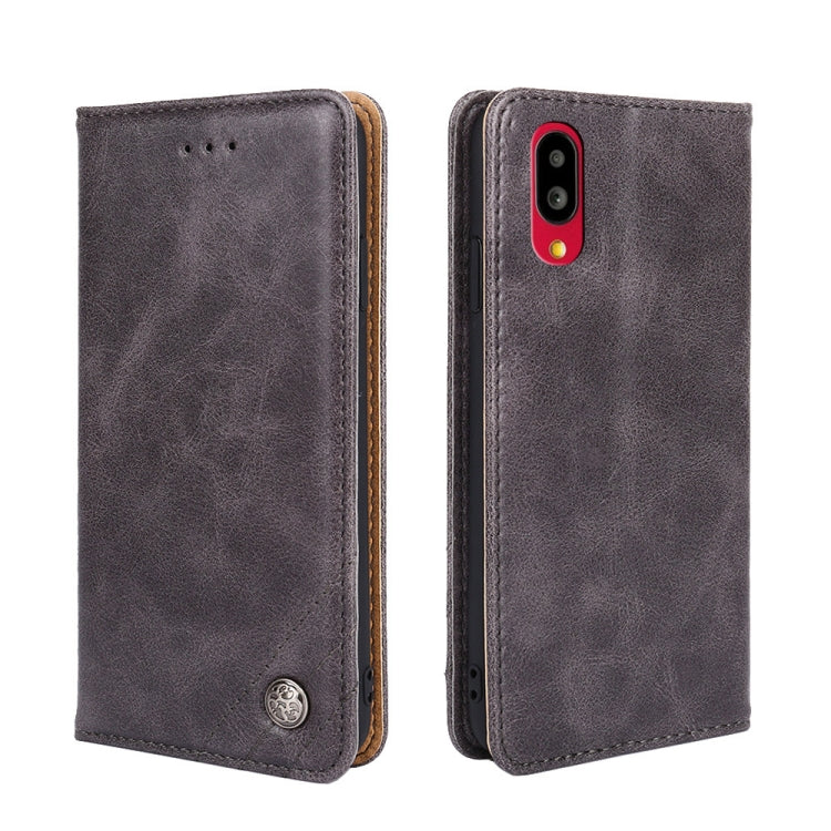 For Sharp Simple Sumaho 6 Non-Magnetic Retro Texture Leather Phone Case