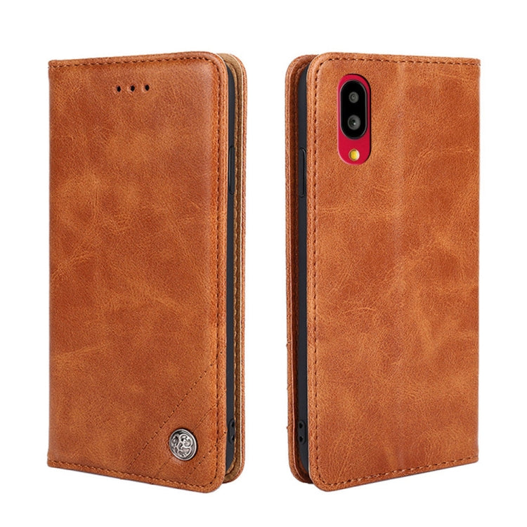 For Sharp Simple Sumaho 6 Non-Magnetic Retro Texture Leather Phone Case