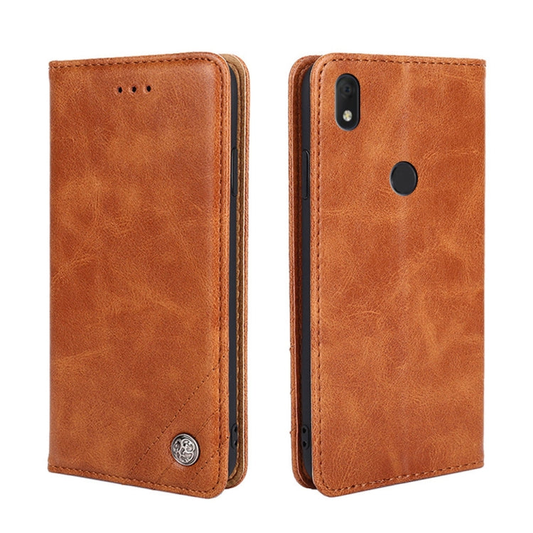 For Alcatel Axel/Lumos Non-Magnetic Retro Texture Leather Phone Case