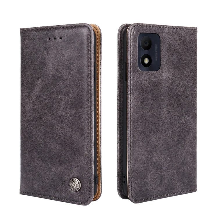 For Alcatel 1B 2022 Non-Magnetic Retro Texture Leather Phone Case
