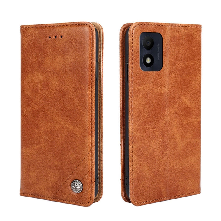 For Alcatel 1B 2022 Non-Magnetic Retro Texture Leather Phone Case