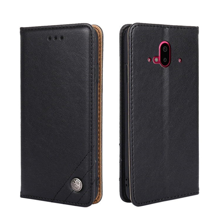 For Fujitsu Arrows F-52B Non-Magnetic Retro Texture Leather Phone Case