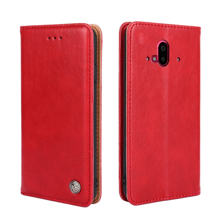 For Fujitsu Arrows F-52B Non-Magnetic Retro Texture Leather Phone Case