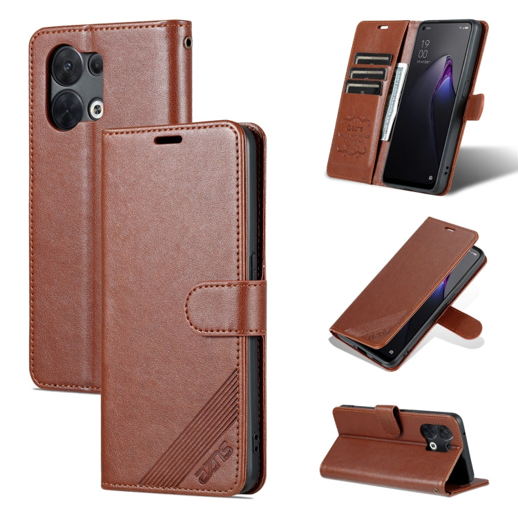 For OPPO Reno8/Reno8 Pro AZNS Sheepskin Texture Flip Leather Phone Case