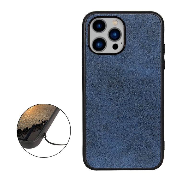 For iPhone 14 Plus  Accurate Hole Two-color Calf Texture Shockproof Phone Case