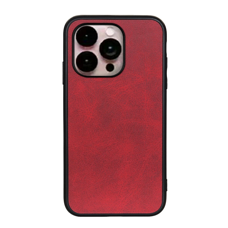 For iPhone 14 Pro Max Accurate Hole Two-color Calf Texture Shockproof Phone Case