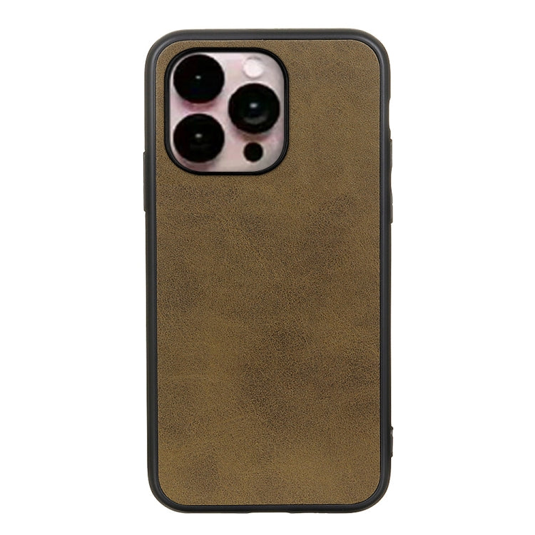 For iPhone 14 Pro Max Accurate Hole Two-color Calf Texture Shockproof Phone Case