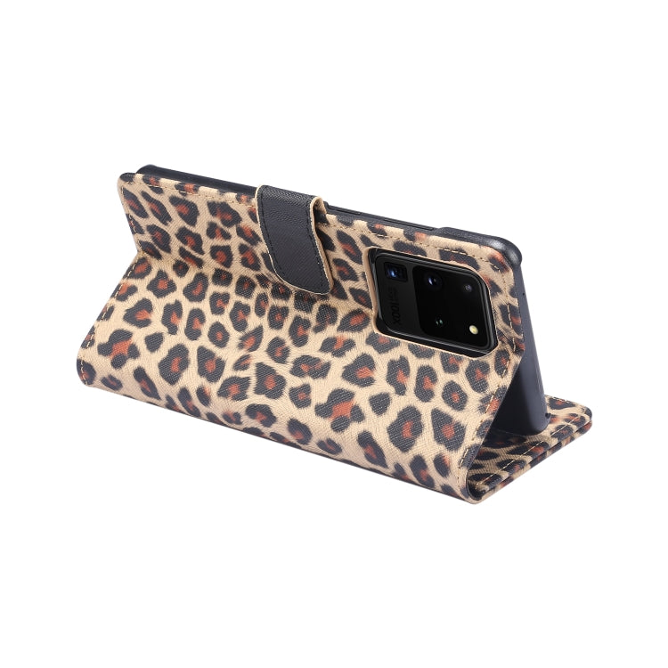 For Galaxy S20 Ultra Leopard Pattern Horizontal Flip Leather Case with Holder & Card Slots